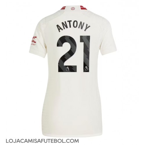 Camisa de Futebol Manchester United Antony #21 Equipamento Alternativo Mulheres 2023-24 Manga Curta